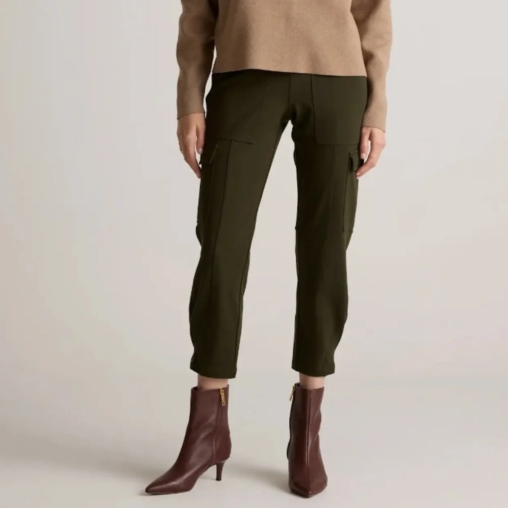 QUINCE Ultra-Stretch Pointe Tapered Cargo Pants Sz L Olive - Picture 2 of 6